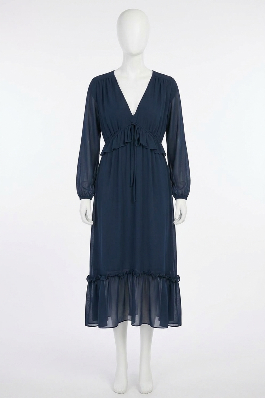 NEW THE KOOPLES silk hi-low dress in navy